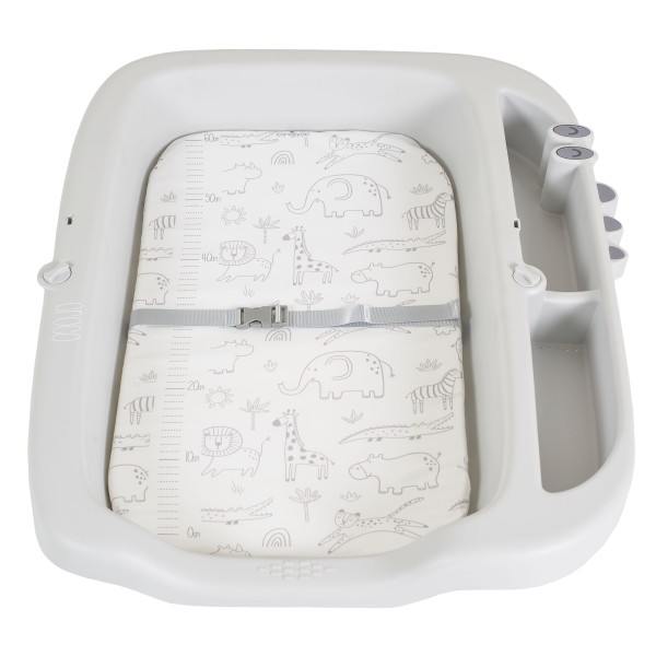 Masă de Înfășat Cangaroo Croco Grey– Pliabilă, cu Rafturi, Roți și Jucării, până la 15 kg Masă de Înfășat Cangaroo Croco Grey– Pliabilă, cu Rafturi, Roți și Jucării, până la 15 kg