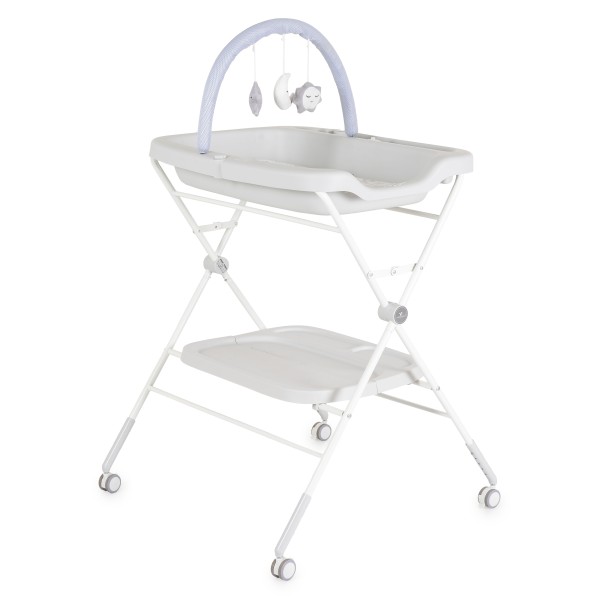 Masă de Înfășat Cangaroo Croco Grey– Pliabilă, cu Rafturi, Roți și Jucării, până la 15 kg