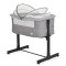 Patuț bebeluși co-sleeping Moni BSB02 Grey cu saltea, roți, plasă anti-insecte și laterală rabatabilă – 5 poziții