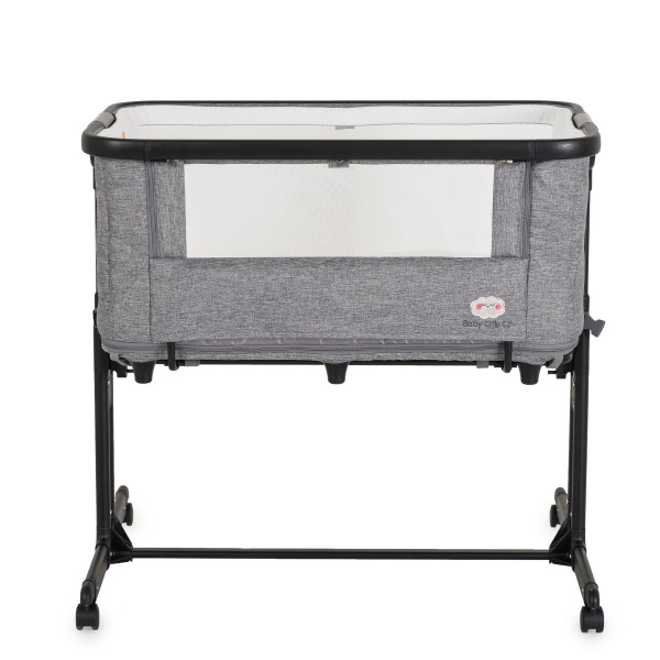 Patut bebelusi 2 în 1 cu optiune co-sleeping si tarc – Moni Grey cu roti, saltea si copertina cu plasa