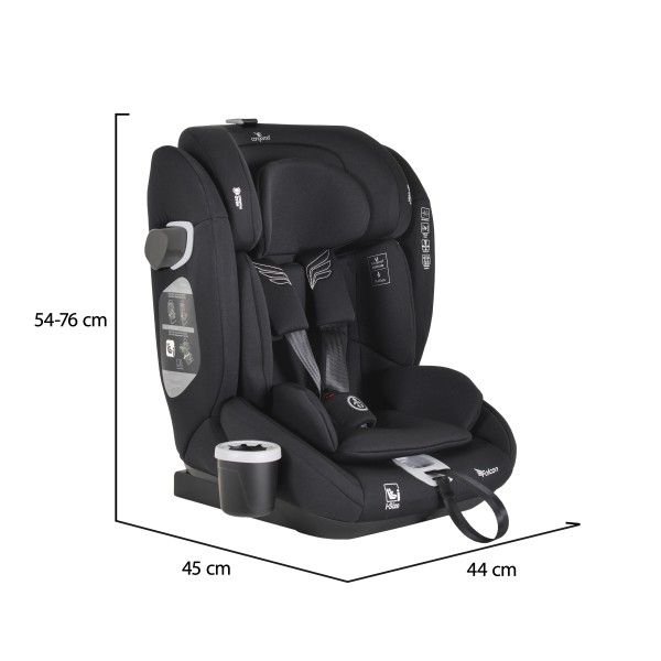 Scaun auto copii 76-150 cm, Cangaroo Falcon Pirate black, Protectie impact lateral, Suport pahar, Testat standard UE R129/03