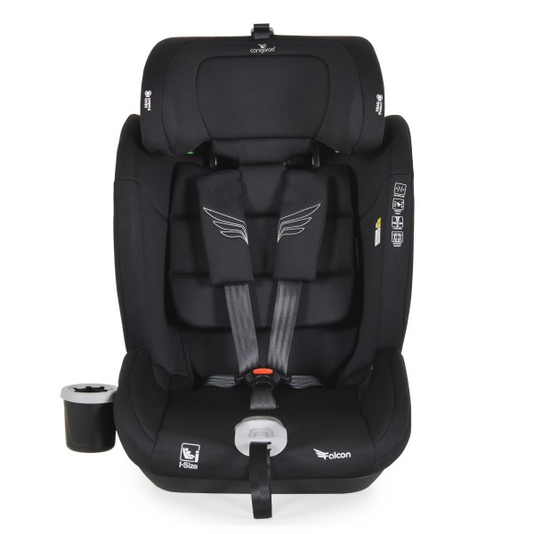 Scaun auto copii 76-150 cm, Cangaroo Falcon Pirate black, Protectie impact lateral, Suport pahar, Testat standard UE R129/03
