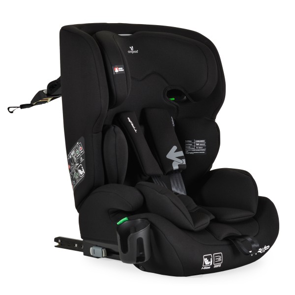 Scaun Auto Copii Cangaroo Trip Black – Sistem ISOFIX, Tetieră Reglabilă, R129, 76–150 cm, 15 Luni+