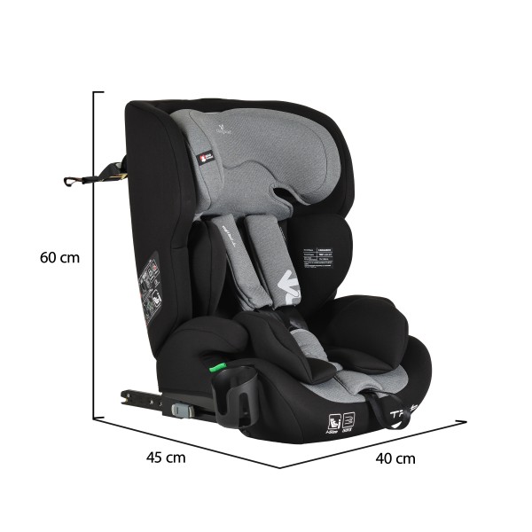 Scaun Auto Copii Cangaroo Trip Grey – Sistem ISOFIX, Tetieră Reglabilă, R129, 76–150 cm, 15 Luni+