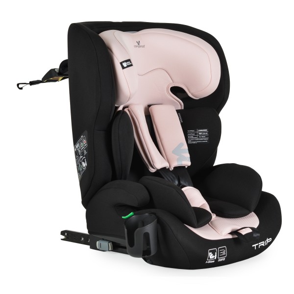 Scaun Auto Copii Cangaroo Trip Pink – Sistem ISOFIX, Tetieră Reglabilă, R129, 76–150 cm, 15 Luni+