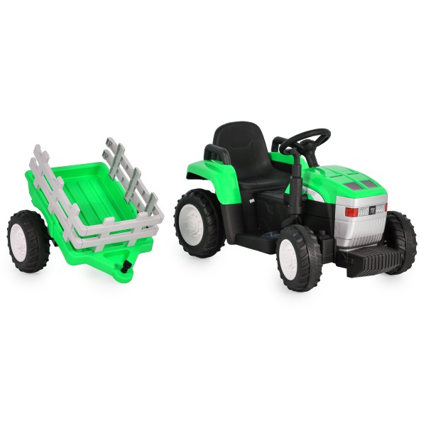 Tractor Electric Copii cu Remorcă Moni Dallas Verde – Doua motoare, Telecomandă, MP3/USB, Lumini și Sunete, 3+ Ani