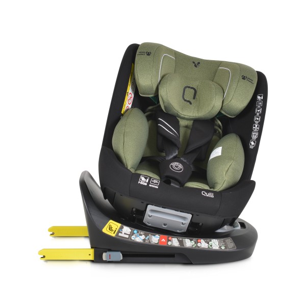 Scaun Auto cu Isofix 0-36 Kg Cangaroo Quill I-size Verde, Pozitie de Somn, Omologat ECE R129/03, Varsta recomandata 0-12 Ani, Protectie la impact lateral