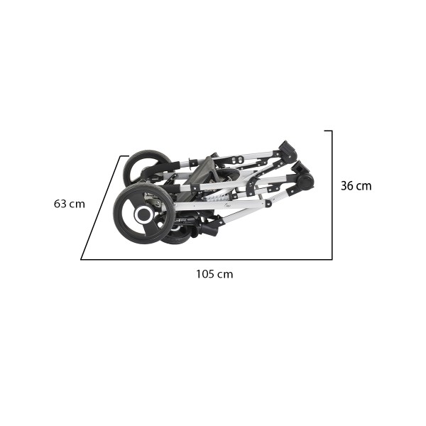 Carucior copii 2 in 1 Moni Ciara Gri Negru, Greutate redusa, accesorii incluse