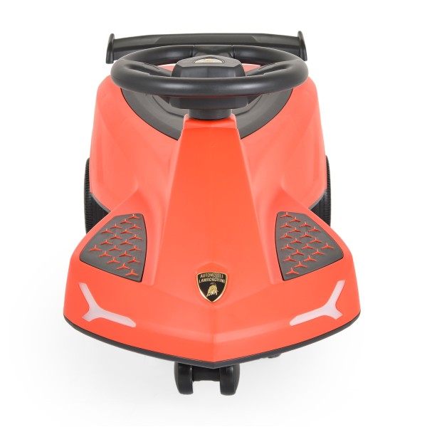 Masinuta fara pedale pentru copii, Lamborghini Swing Car Negru Rosu, Roti cu LED, efecte sonore si lumina, varsta recomandata 3+ Ani