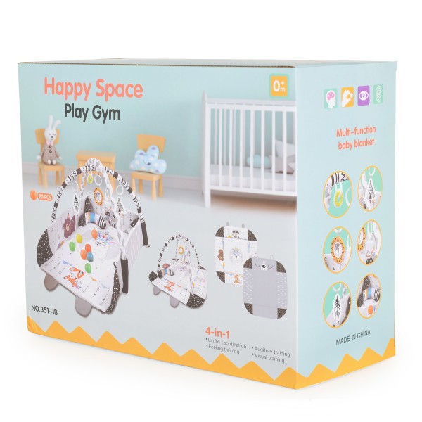 Saltea de joaca pentru Bebelusi, Happy Space Play Gym, Jucarii incluse