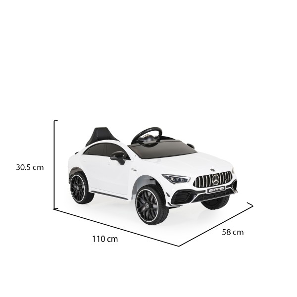 Masinuta Electrica pentru copii, Mercedes-AMG CLA 45 Alb, 4 Motoare, Telecomanda, Lumini si Muzica, Varsta recomandata 3 Ani +