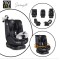 Scaun auto 0-36 kg cu isofix Moni Serengeti Zebra Negru, sezut rotativ 360° si pozitie de somn, varsta recomandata 0 - 12 ani