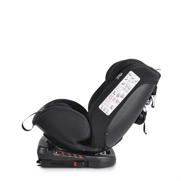 Scaun auto 0-36 kg cu isofix Moni Serengeti Zebra Negru, sezut rotativ 360° si pozitie de somn, varsta recomandata 0 - 12 ani