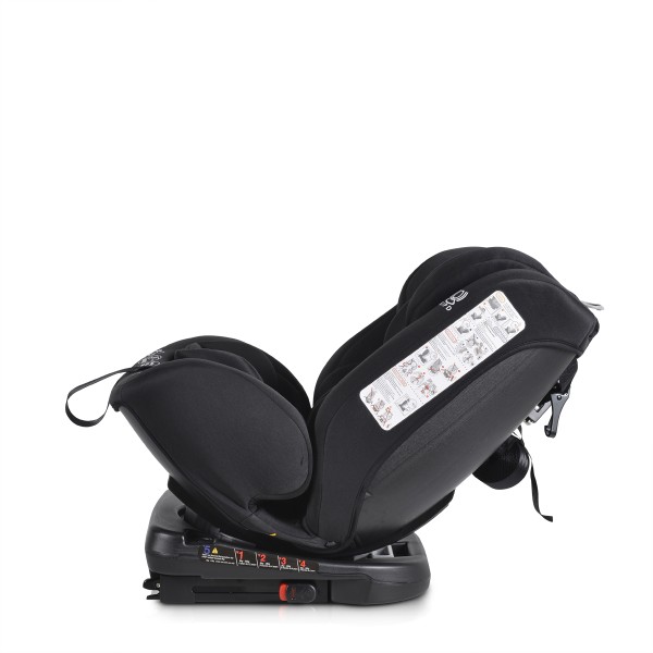 Scaun auto 0-36 kg cu isofix Moni Serengeti Zebra Negru, sezut rotativ 360° si pozitie de somn, varsta recomandata 0 - 12 ani