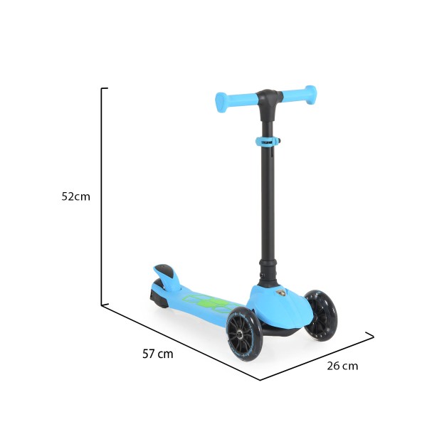 Trotineta pliabila copii Lamborghini Basic Albastru, Maner din Aluminiu reglabil pe inaltime si roti cu LED