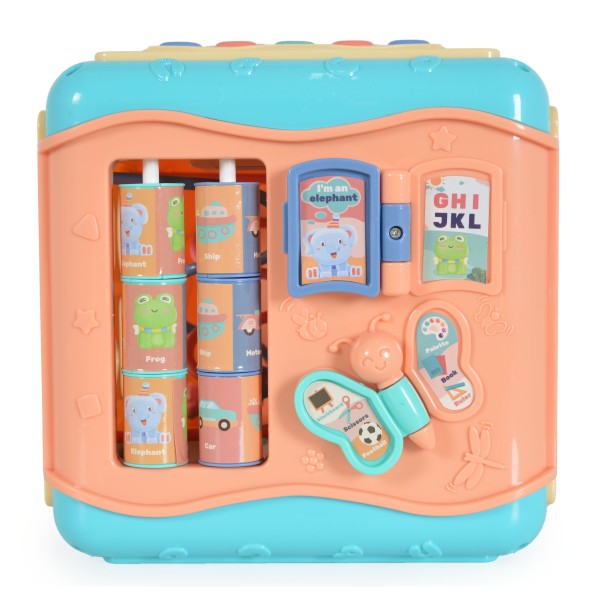 Cub Interactiv Bebelusi Moni Baby learning cube Albastru, 6 activitati diferite si sunete, Varsta recomandata 18 luni+