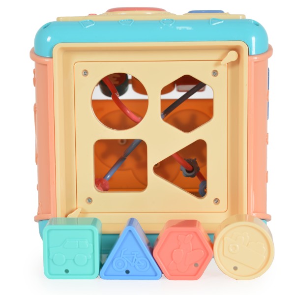 Cub Interactiv Bebelusi Moni Baby learning cube Albastru, 6 activitati diferite si sunete, Varsta recomandata 18 luni+