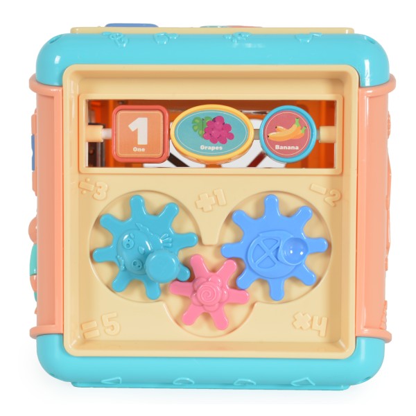 Cub Interactiv Bebelusi Moni Baby learning cube Albastru, 6 activitati diferite si sunete, Varsta recomandata 18 luni+