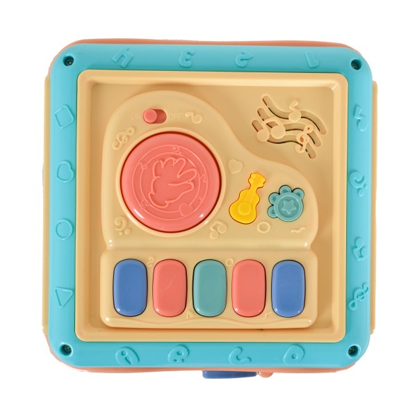 Cub Interactiv Bebelusi Moni Baby learning cube Albastru, 6 activitati diferite si sunete, Varsta recomandata 18 luni+