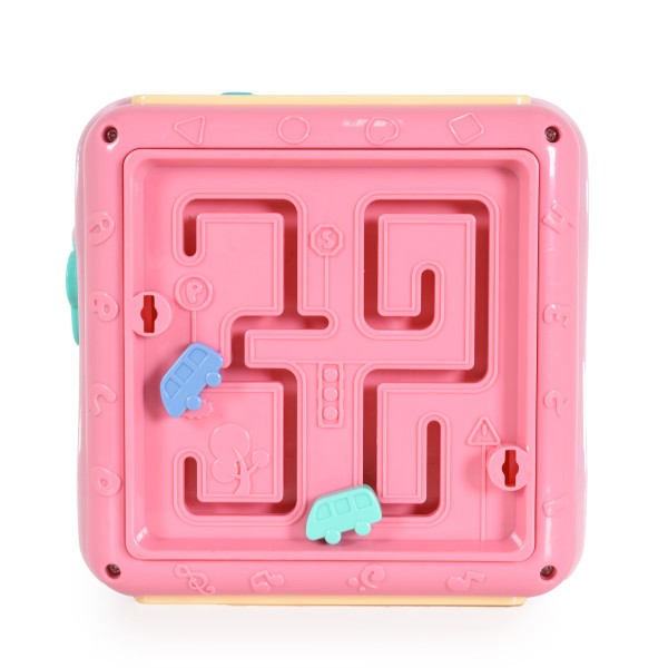 Cub Interactiv Bebelusi Moni Baby learning cube Roz, 6 activitati diferite si sunete, Varsta recomandata 18 luni+