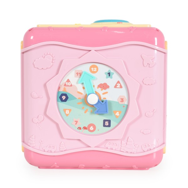 Cub Interactiv Bebelusi Moni Baby learning cube Roz, 6 activitati diferite si sunete, Varsta recomandata 18 luni+