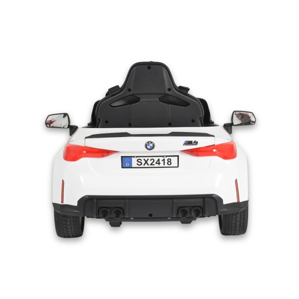 Masina electrica cu Doua Motoare pentru copii, Bmw M4 Alb, Lumini LED Fata si Spate, Functii Muzicale, Varsta 3-8 Ani