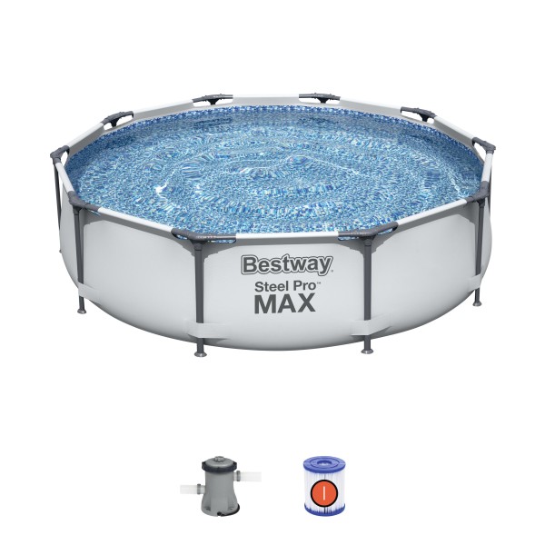 Piscina cu Pompa de Filtrare si Filtru Bestway Steel Pro, Cadru Metalic, Dimensiune 3.05m x 76cm