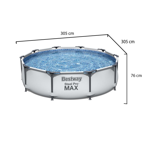 Piscina Rotunda Bestway Steel Pro, Cadru Metalic, Dimensiune 3.05m x 76cm