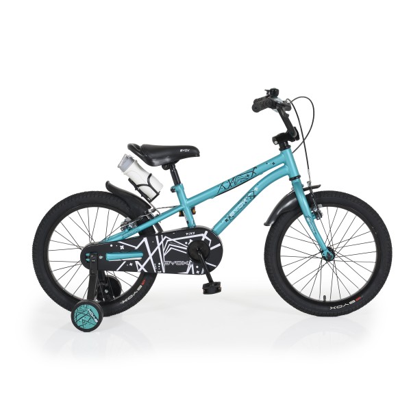 Bicicleta copii cu Roti Ajutatoare, Byox Pixy Green 18 Inch, cadru Metalic, Varsta recomandata 5 - 7 Ani