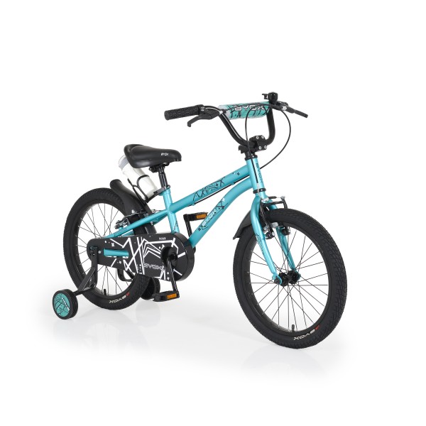 Bicicleta copii cu Roti Ajutatoare, Byox Pixy Green 18 Inch, cadru Metalic, Varsta recomandata 5 - 7 Ani