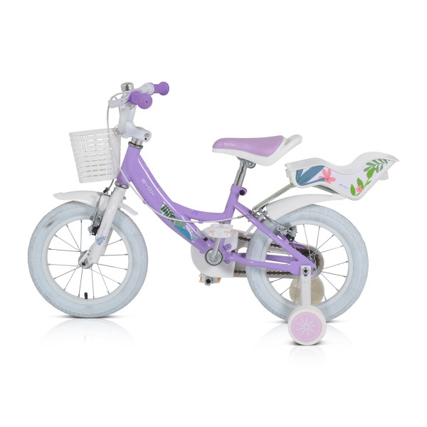 Bicicleta copii cu Roti Ajutatoare, Byox Eden Violet 14 Inch, Cadru usor din Aluminiu,  Varsta 3-5 Ani