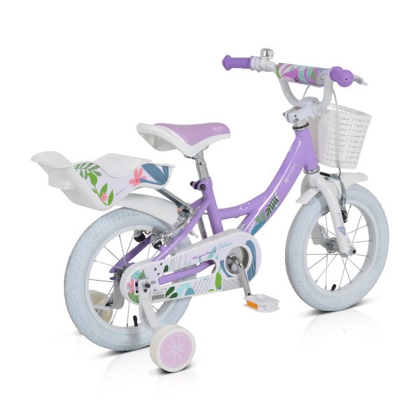 Bicicleta copii cu Roti Ajutatoare, Byox Eden Violet 14 Inch, Cadru usor din Aluminiu,  Varsta 3-5 Ani