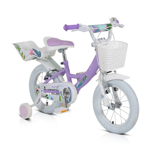 Bicicleta copii cu Roti Ajutatoare, Byox Eden Violet 14 Inch, Cadru usor din Aluminiu,  Varsta 3-5 Ani 