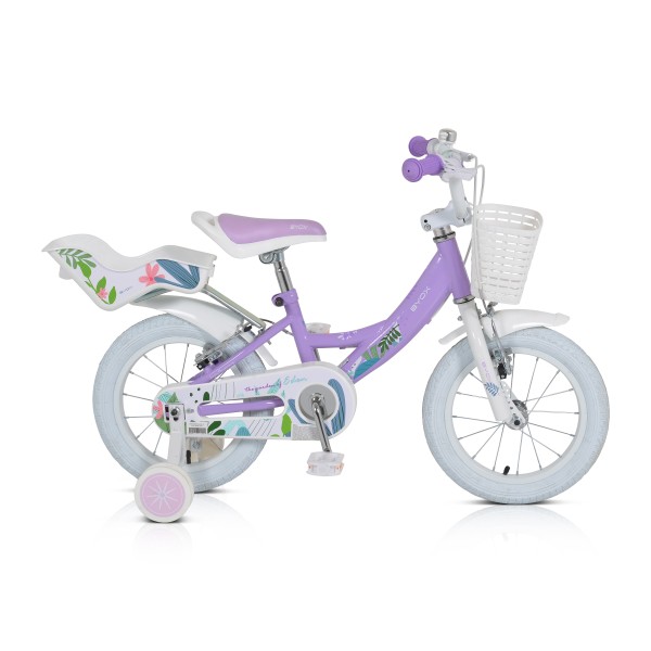 Bicicleta copii cu Roti Ajutatoare, Byox Eden Violet 14 Inch, Cadru usor din Aluminiu,  Varsta 3-5 Ani