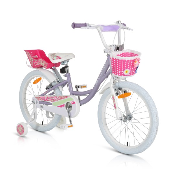 Bicicleta pentru Fetite Byox Fashion Girl Liliac 20 inch, varsta 6-9 ani, Roti Ajutatoare si accesorii incluse