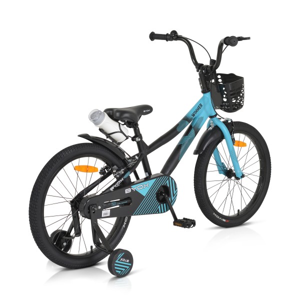 Bicicleta pentru Copii Byox Winner Albastru 20 inch, varsta 5-9 ani, Roti Ajutatoare si accesorii incluse