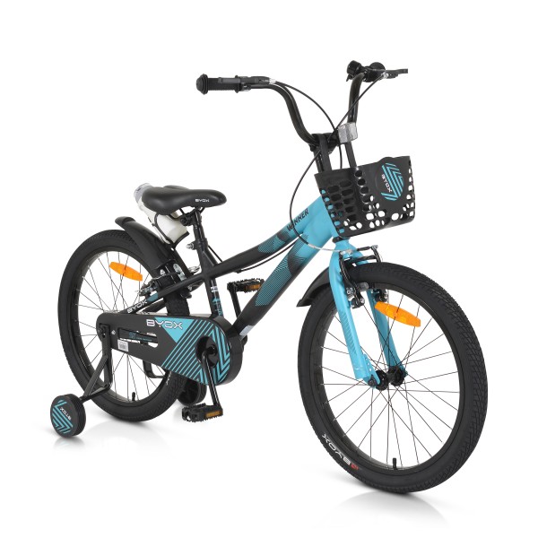 Bicicleta pentru Copii Byox Winner Albastru 20 inch, varsta 5-9 ani, Roti Ajutatoare si accesorii incluse