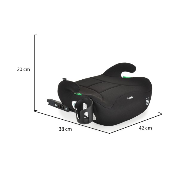 Inaltator Auto cu Isofix si Suport Pahar Moni I-Jet Negru, 125-150cm, Tapiterie detasabila