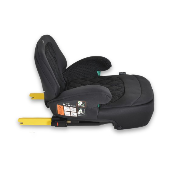 Scaun Inaltator Auto cu Spatar detasabil si prindere Isofix, Cangaroo Jax Negru 125-150cm, Tapiterie detasabila