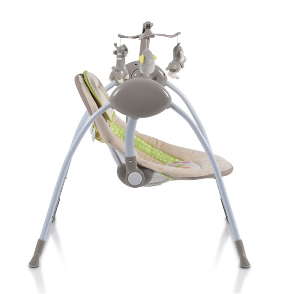 Leagan electric bebelusi Cangaroo Baby Swing Cappuccino cu 5 trepte de viteza, 12 melodii si carusel jucarii