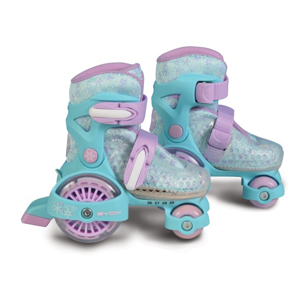 Patine cu rotile BYOX Little Beetle Frozen Girl Mov, Marimi reglabile 26-29 