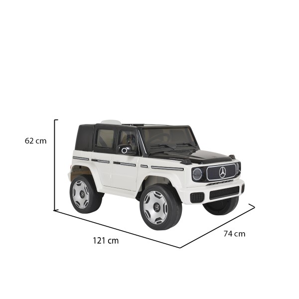 Masinuta Electrica cu Telecomanda, Mercedes-Benz EQG Alb, Doua motoare, varsta recomandata 3 - 8 ani, functii Muzicale si Lumini