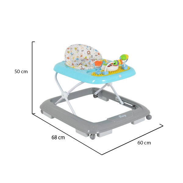 Premergator copii Moni Bravy Albastru, Muzica si Lumini, ajustabil pe 4 niveluri de inaltime