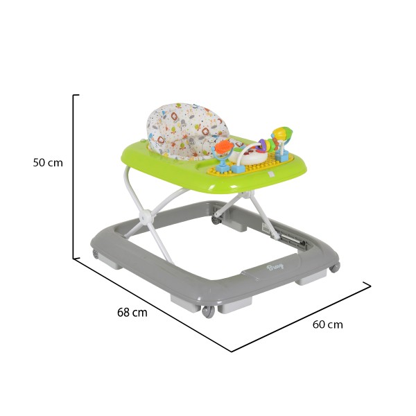 Premergator copii Moni Bravy Verde, Muzica si Lumini, ajustabil pe 4 niveluri de inaltime