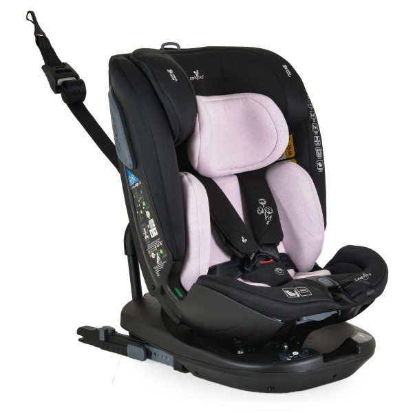 Scaun Auto 0-36 kg cu Isofix Cangaroo Gravity Roz, Sezut Rotativ 360° si pozitie de somn, varsta recomandata 0-12 ani, Protectie impact lateral SPS