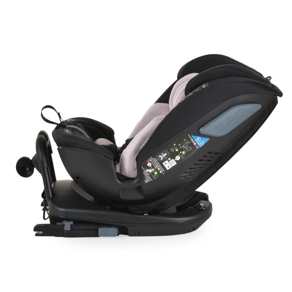 Scaun Auto 0-36 kg cu Isofix Cangaroo Gravity Roz, Sezut Rotativ 360° si pozitie de somn, varsta recomandata 0-12 ani, Protectie impact lateral SPS