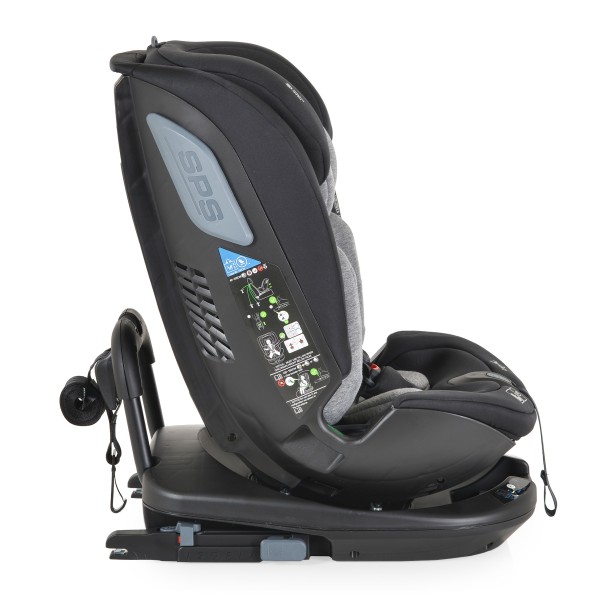 Scaun Auto 0-36 kg cu Isofix Cangaroo Gravity Gri, Sezut Rotativ 360° si pozitie de somn, varsta recomandata 0-12 ani, Protectie impact lateral SPS