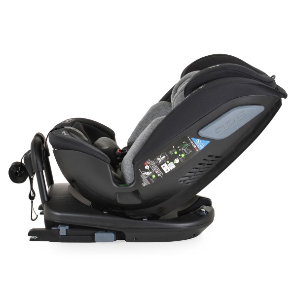 Scaun Auto 0-36 kg cu Isofix Cangaroo Gravity Gri, Sezut Rotativ 360° si pozitie de somn, varsta recomandata 0-12 ani, Protectie impact lateral SPS