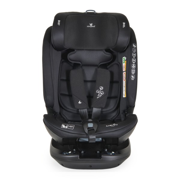 Scaun Auto 0-36 kg cu Isofix Cangaroo Gravity Gri, Sezut Rotativ 360° si pozitie de somn, varsta recomandata 0-12 ani, Protectie impact lateral SPS