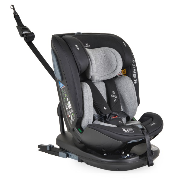 Scaun Auto 0-36 kg cu Isofix Cangaroo Gravity Gri, Sezut Rotativ 360° si pozitie de somn, varsta recomandata 0-12 ani, Protectie impact lateral SPS